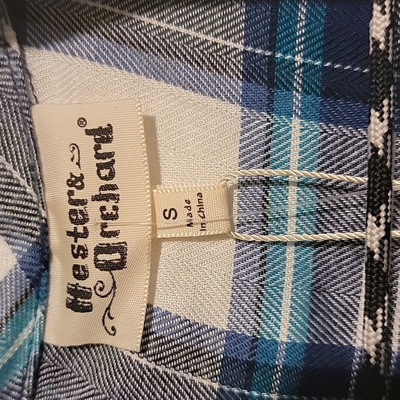 Hester & Orchard shirt white and blue Plaid S - Picture 2 of 7